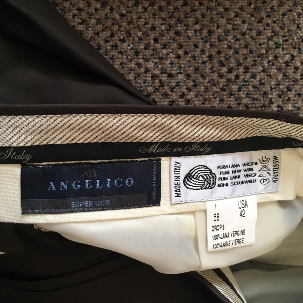Gianni manzoni men’s dress pants 42w brown wool super 120s Italy pleated new 65 - Picture 5 of 8